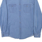 BOSS Mens Blue Cotton Blend Casual Shirt M Button Pockets Long Sleeve