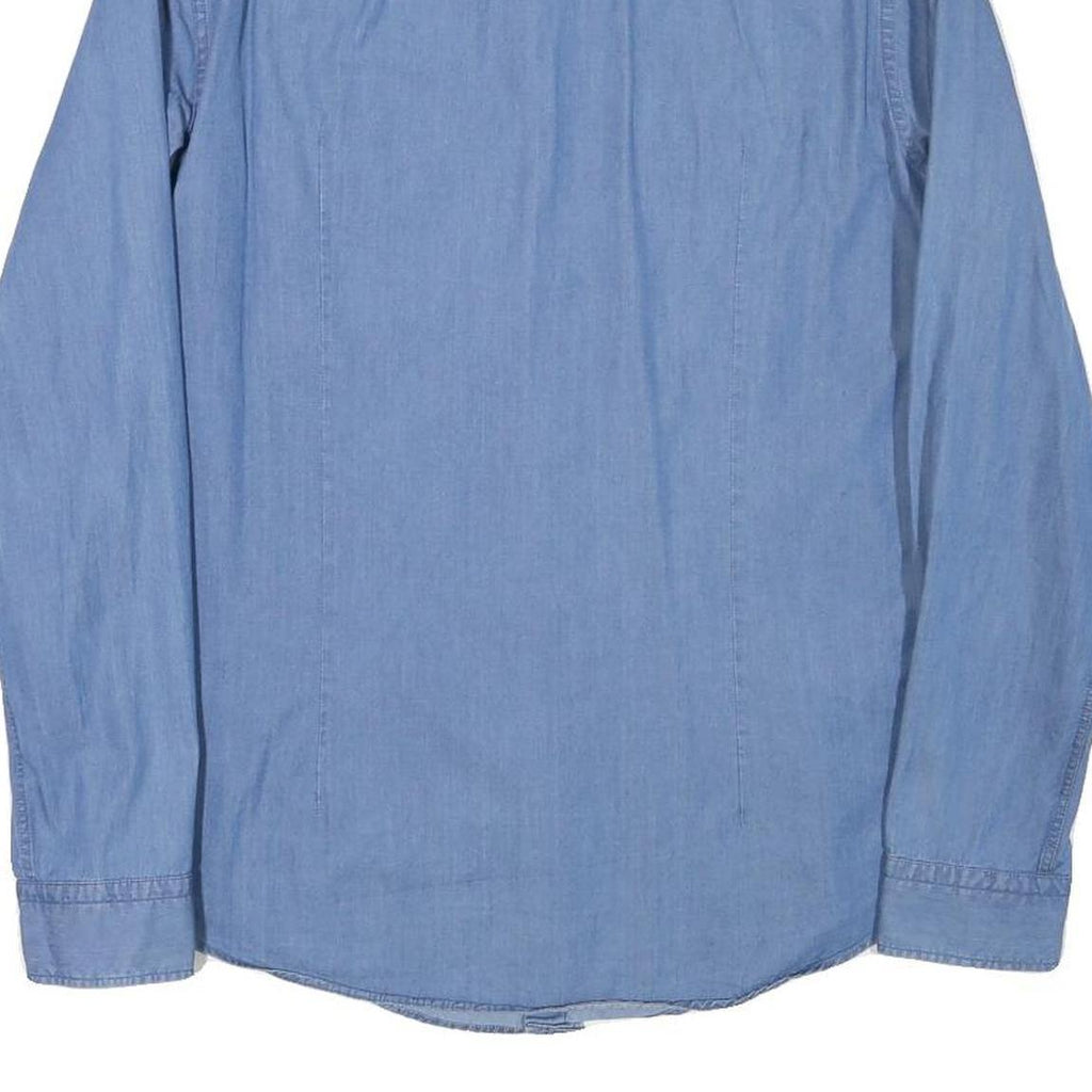 BOSS Mens Blue Cotton Blend Casual Shirt M Button Pockets Long Sleeve