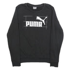 PUMA Womens Black Cotton Blend Crew Neck Sweatshirt UK 12 Casual Pullover