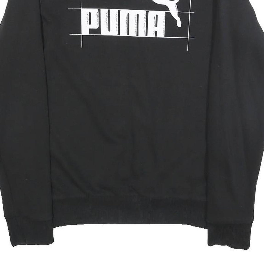 PUMA Womens Black Cotton Blend Crew Neck Sweatshirt UK 12 Casual Pullover