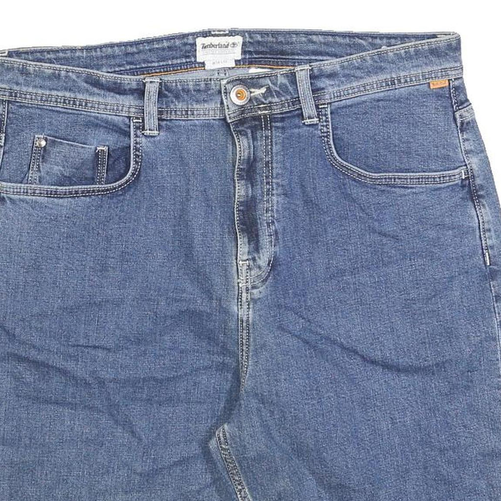 TIMBERLAND Mens Denim Blue Casual Shorts L W34 Cotton Blend Relaxed Fit