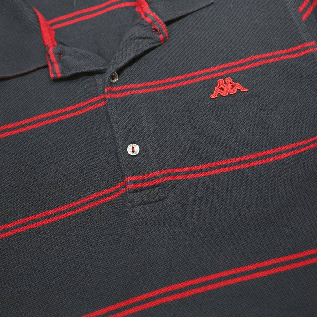 KAPPA Mens Navy Blue & Red Long Sleeve Striped Polo Shirt M Classic Logo Casual