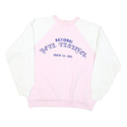 Womens Pink & White Cotton Blend Sweatshirt Crew Neck M Retro Festival Print