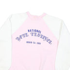 Womens Pink & White Cotton Blend Sweatshirt Crew Neck M Retro Festival Print