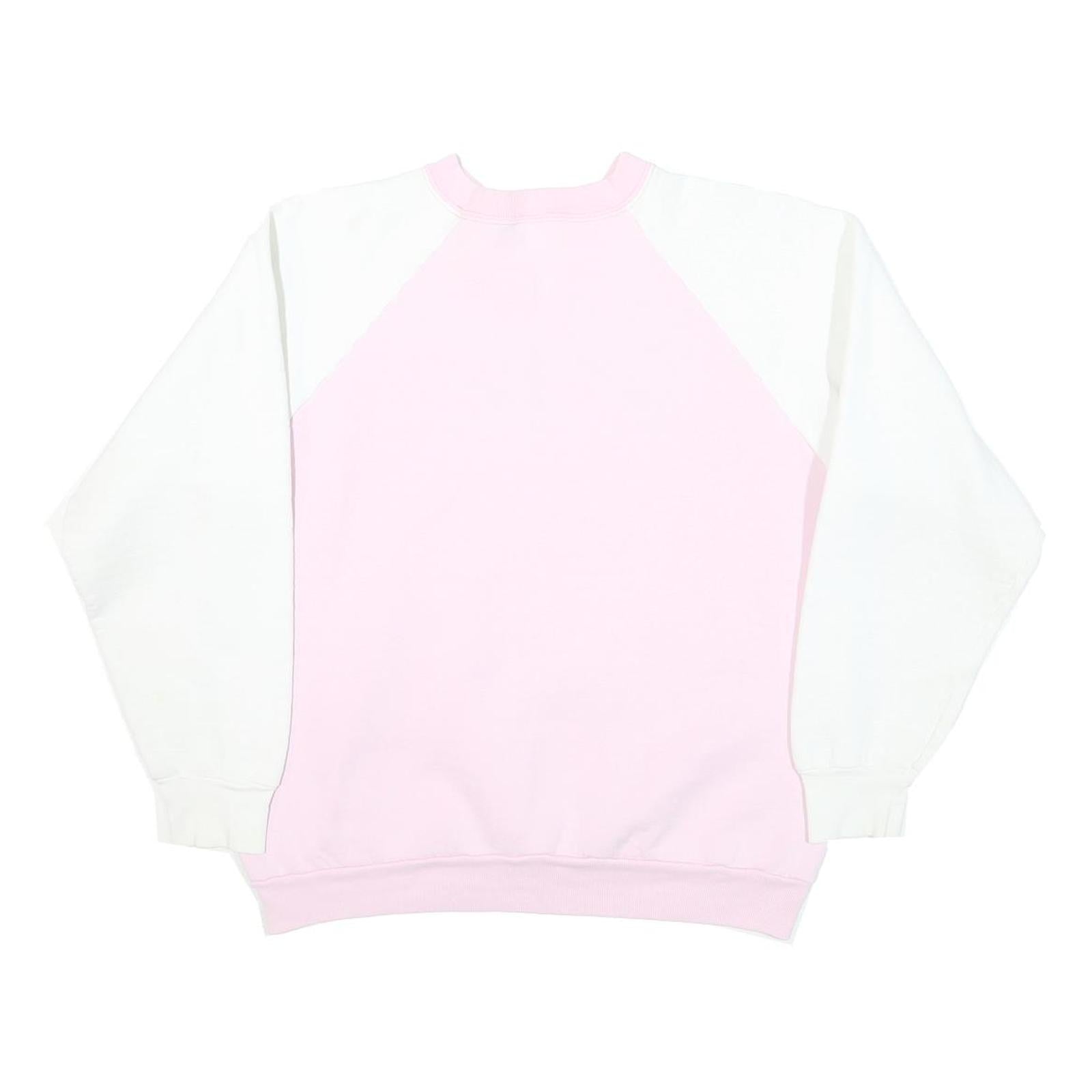 Womens Pink & White Cotton Blend Sweatshirt Crew Neck M Retro Festival Print