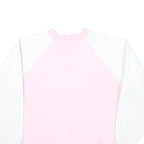 Womens Pink & White Cotton Blend Sweatshirt Crew Neck M Retro Festival Print