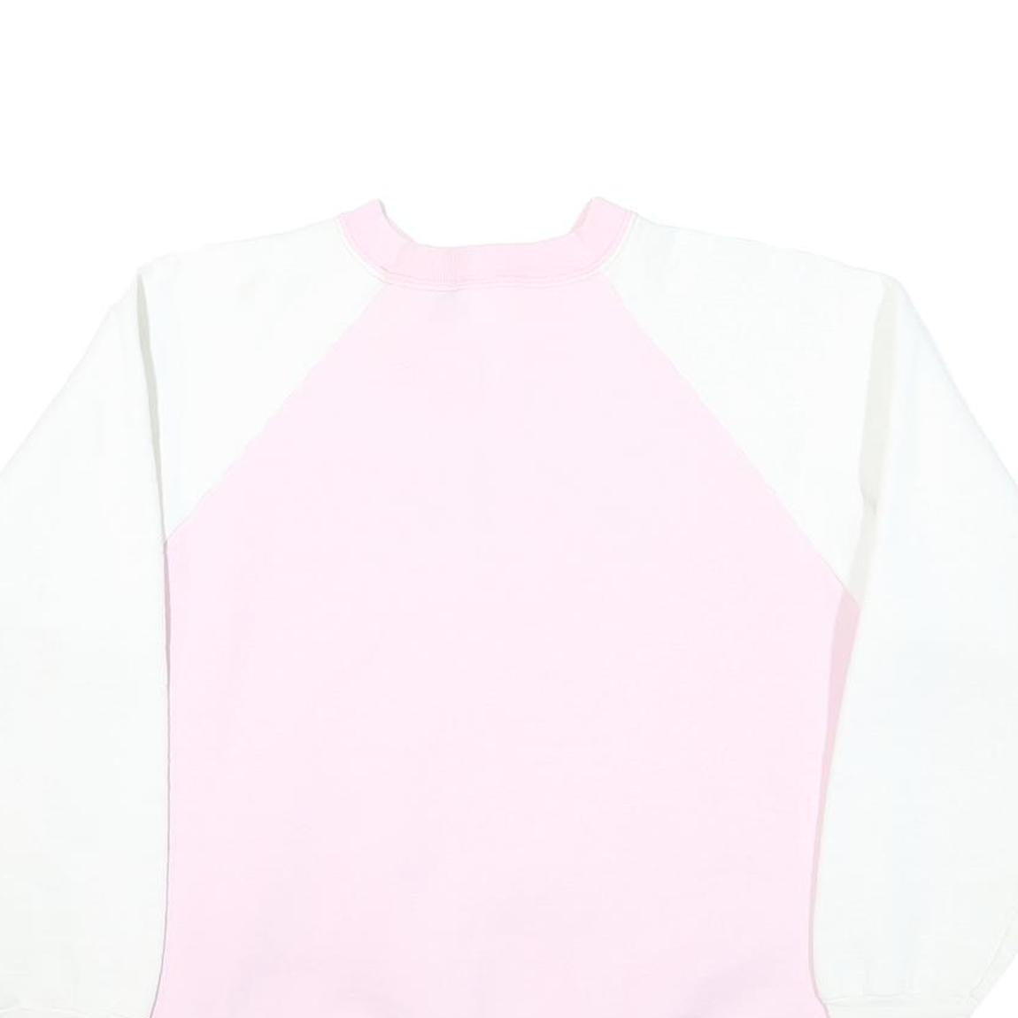 Womens Pink & White Cotton Blend Sweatshirt Crew Neck M Retro Festival Print