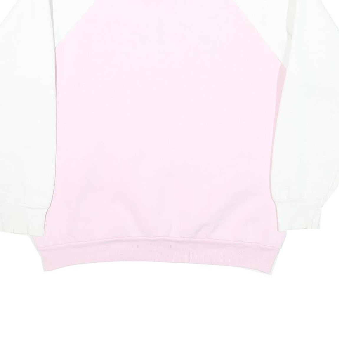 Womens Pink & White Cotton Blend Sweatshirt Crew Neck M Retro Festival Print