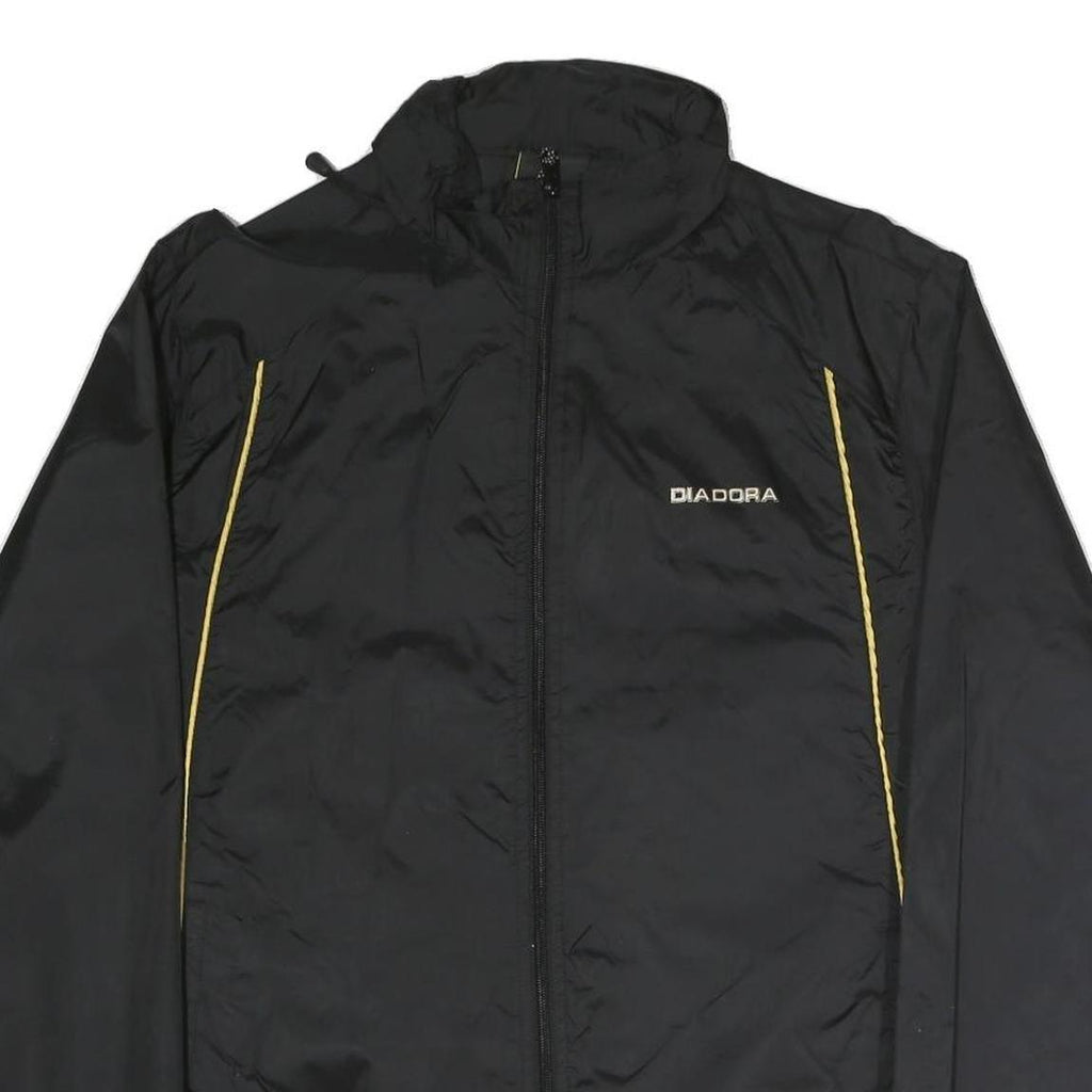 DIADORA Mens Black Track Jacket M Polyester Blend Microfibre Athletic Zip