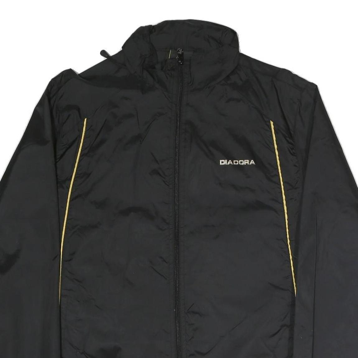 DIADORA Mens Black Track Jacket M Polyester Blend Microfibre Athletic Zip