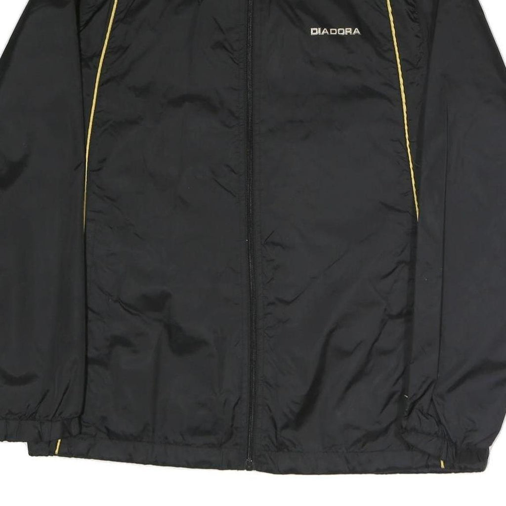 DIADORA Mens Black Track Jacket M Polyester Blend Microfibre Athletic Zip
