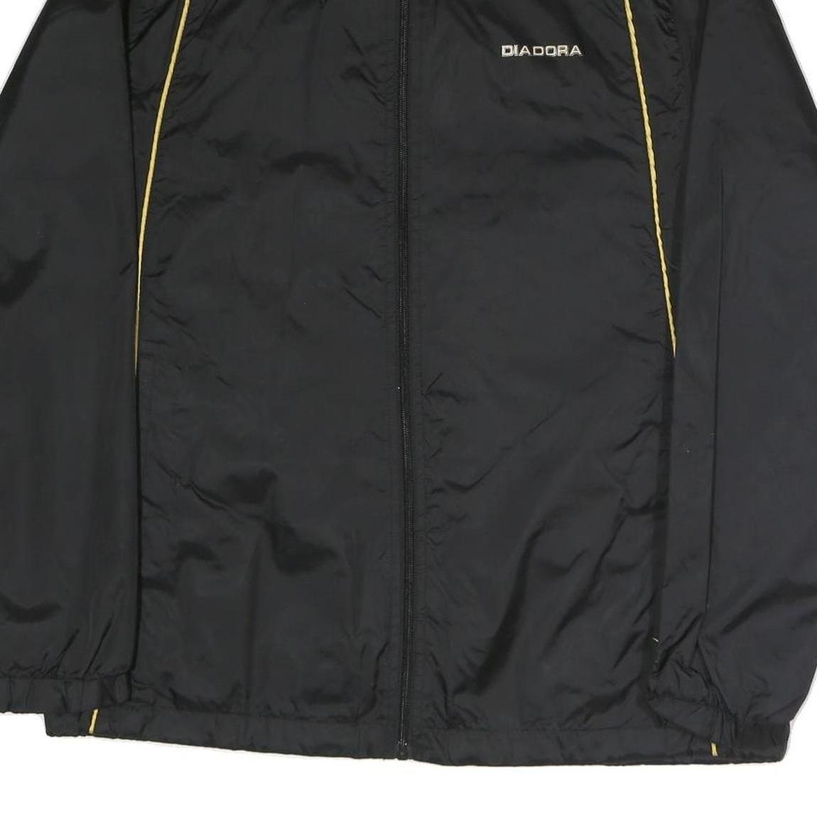 DIADORA Mens Black Track Jacket M Polyester Blend Microfibre Athletic Zip