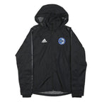 ADIDAS Mens Black ECFC Hooded Zip Jacket XS Polyester Blend Plain Lightweight