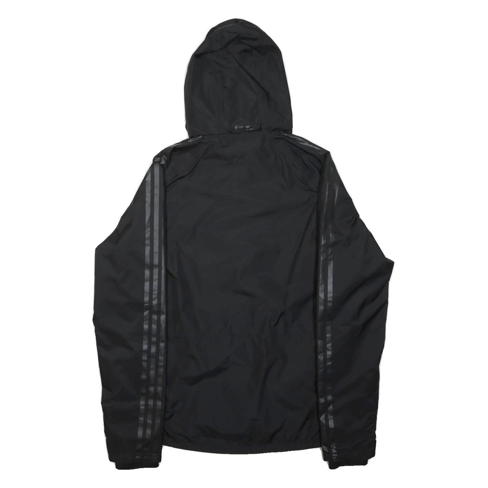 ADIDAS Mens Black ECFC Hooded Zip Jacket XS Polyester Blend Plain Lightweight