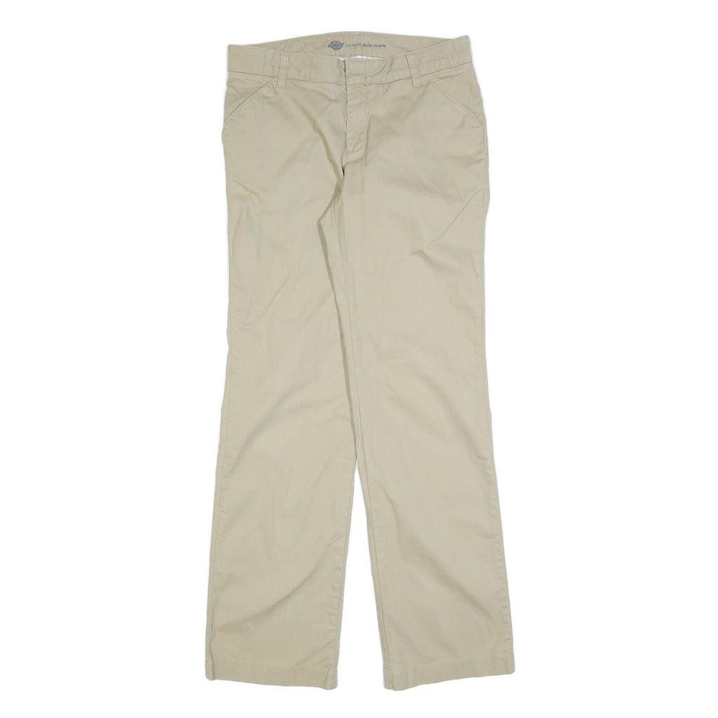 DICKIES Womens Regular Beige Cotton Blend Zip Trousers W32 L32 Classic Straight