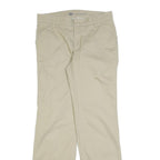 DICKIES Womens Regular Beige Cotton Blend Zip Trousers W32 L32 Classic Straight