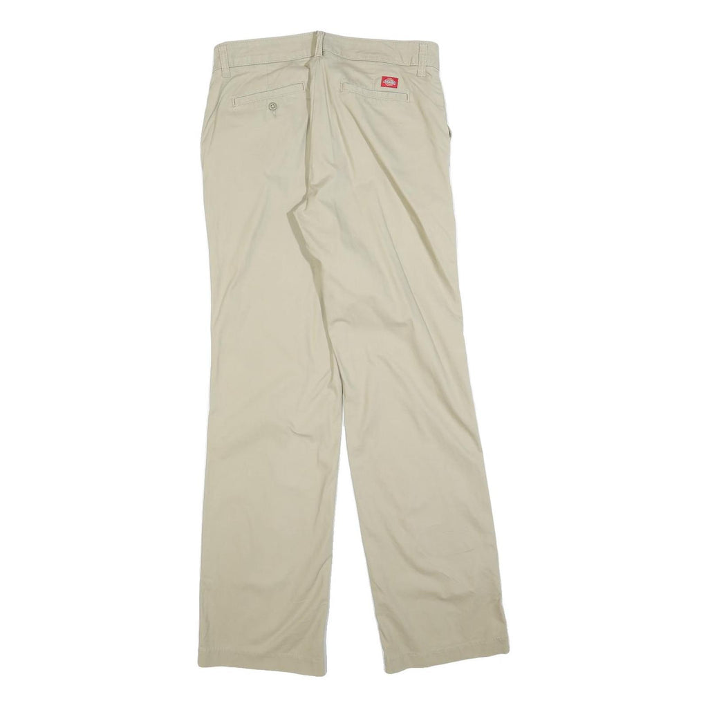 DICKIES Womens Regular Beige Cotton Blend Zip Trousers W32 L32 Classic Straight