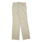 DICKIES Womens Regular Beige Cotton Blend Zip Trousers W32 L32 Classic Straight