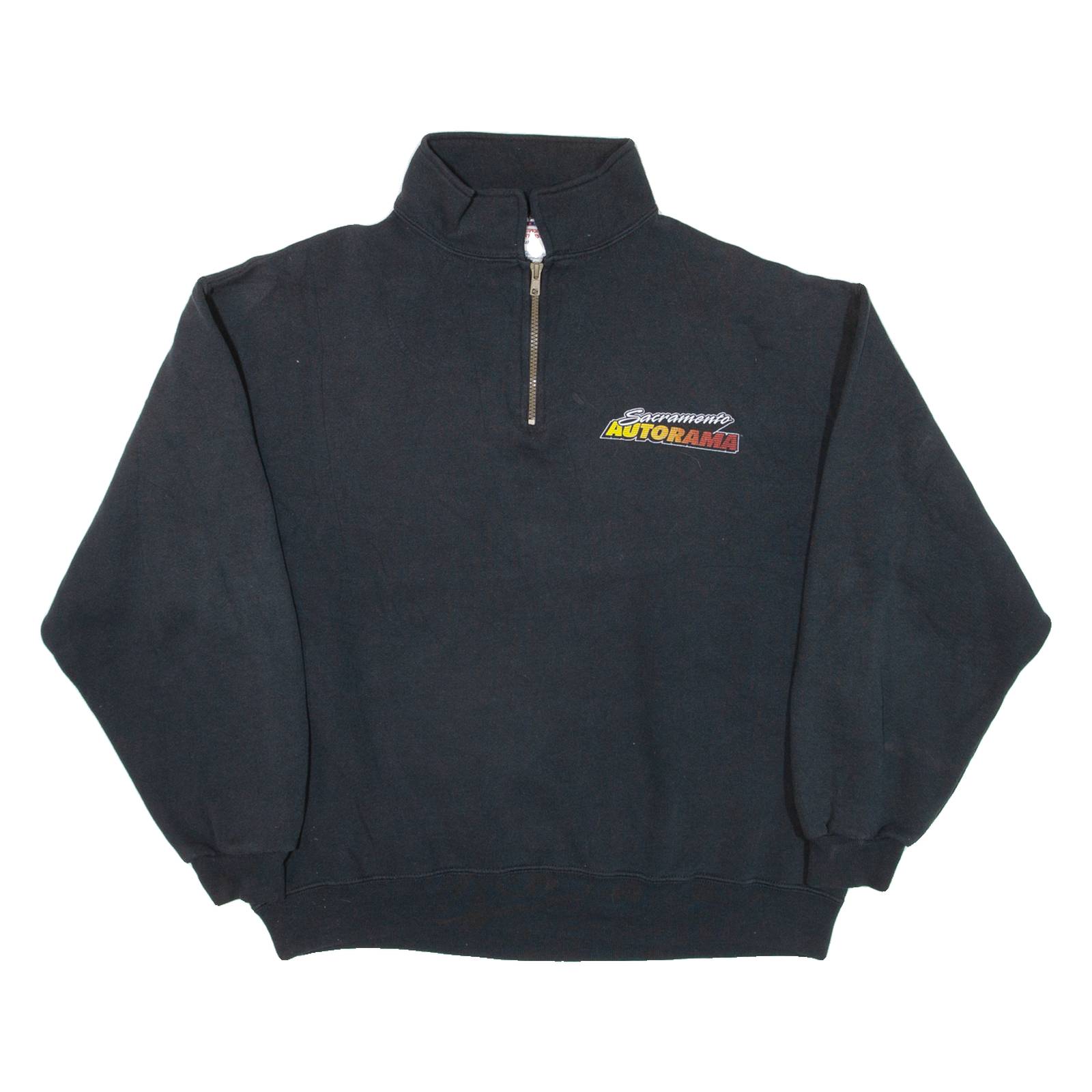 JERZEES Autorama Mens Sweatshirt Black 1/4 Zip USA L