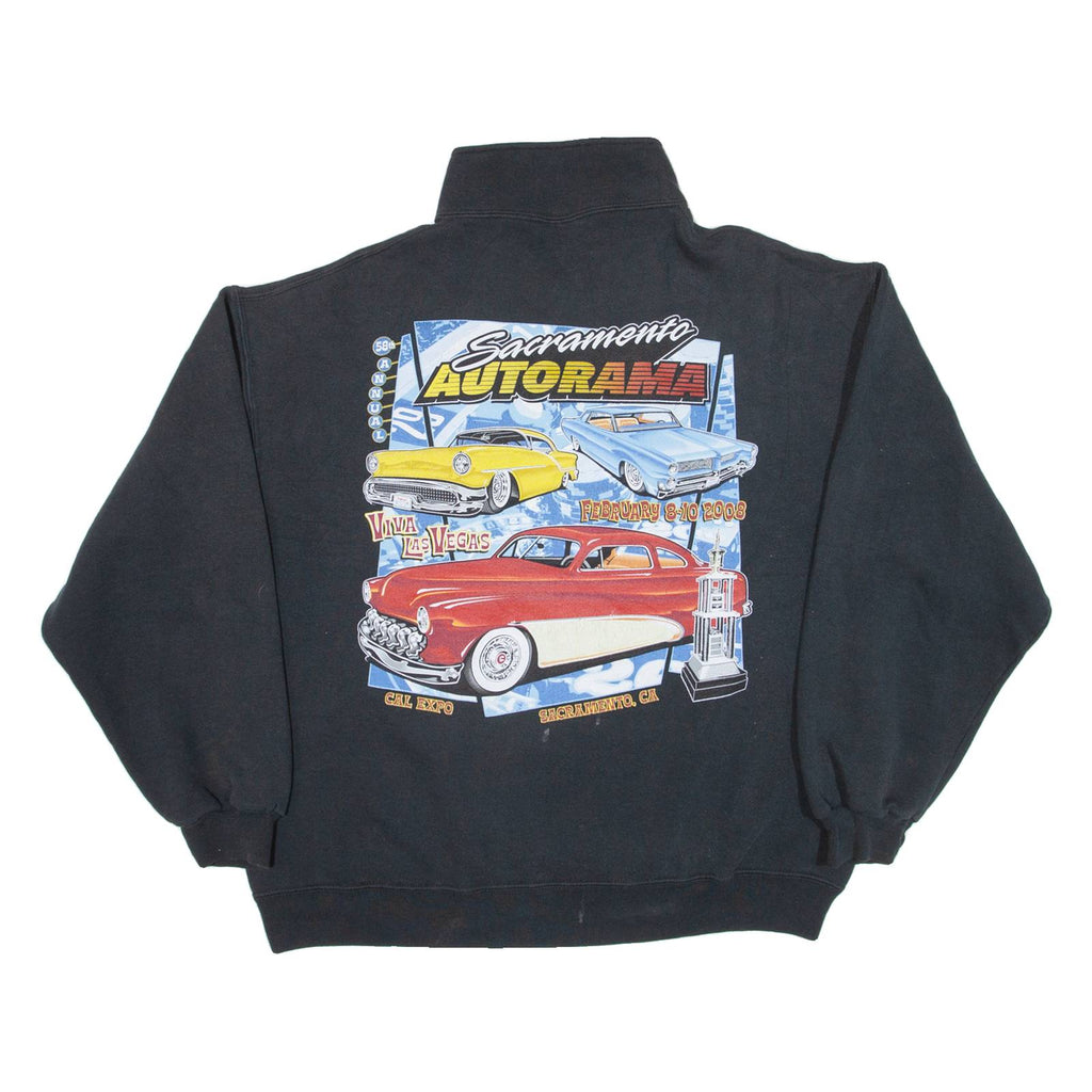 JERZEES Autorama Mens Sweatshirt Black 1/4 Zip USA L