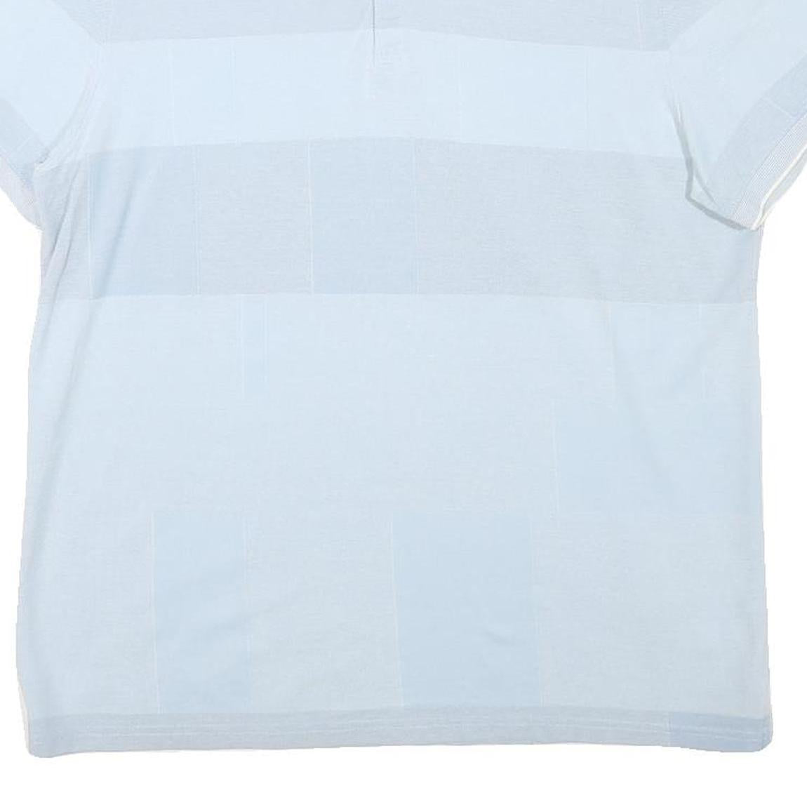 CALVIN KLEIN Mens Blue & White Striped Short Sleeve Polo Shirt L Cotton Blend