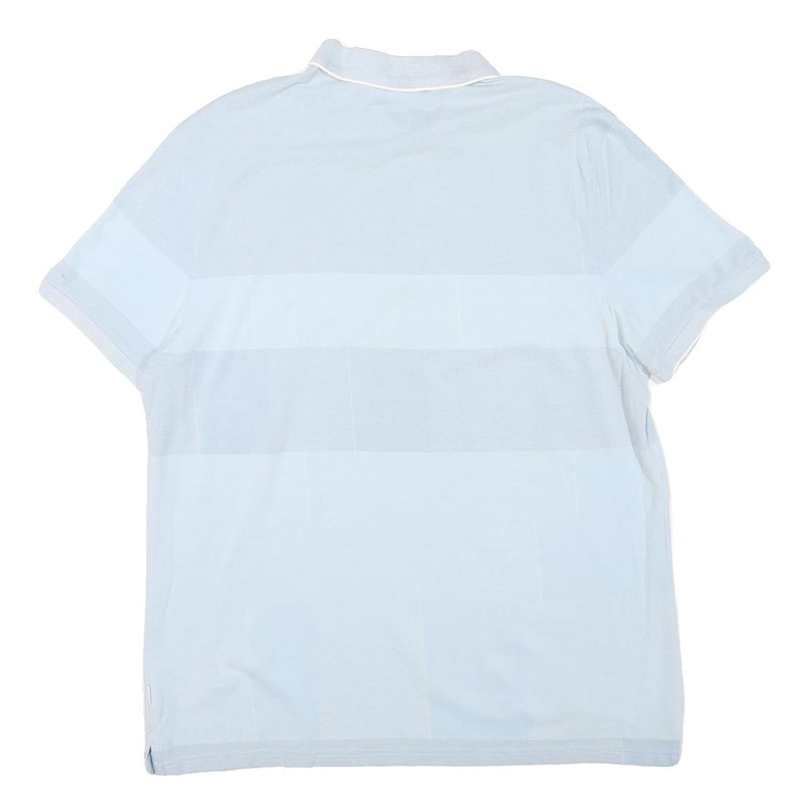 CALVIN KLEIN Mens Blue & White Striped Short Sleeve Polo Shirt L Cotton Blend