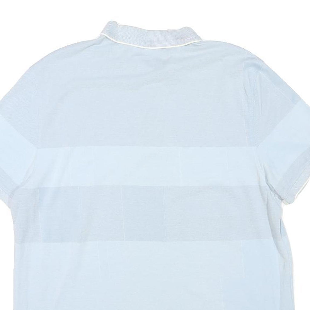 CALVIN KLEIN Mens Blue & White Striped Short Sleeve Polo Shirt L Cotton Blend