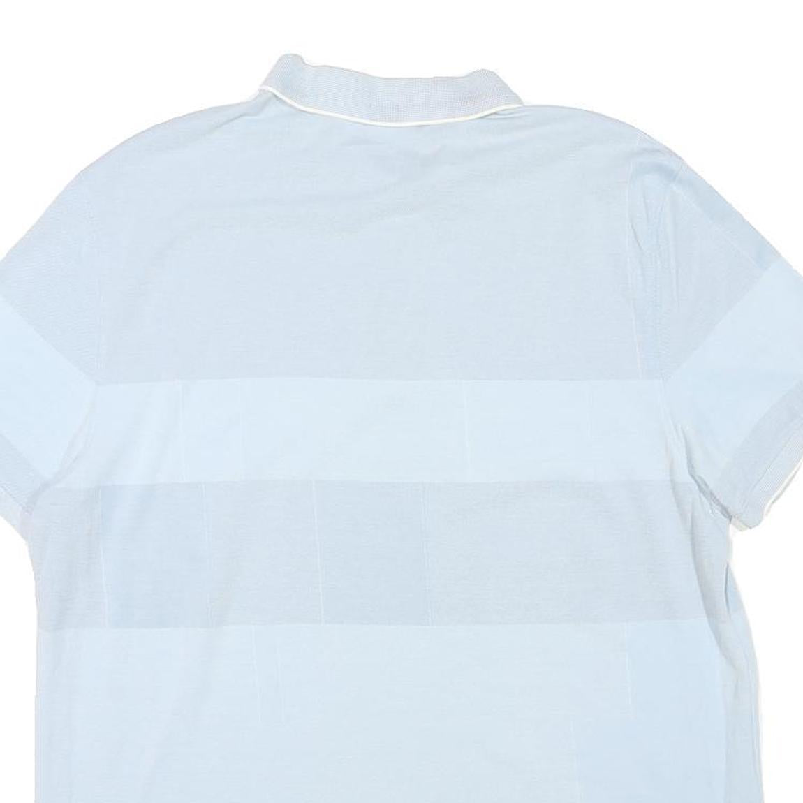 CALVIN KLEIN Mens Blue & White Striped Short Sleeve Polo Shirt L Cotton Blend