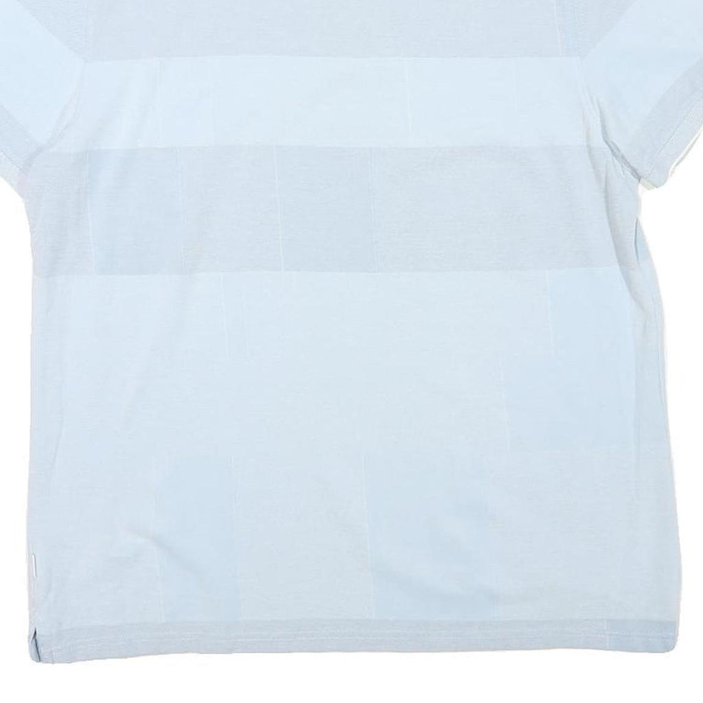 CALVIN KLEIN Mens Blue & White Striped Short Sleeve Polo Shirt L Cotton Blend
