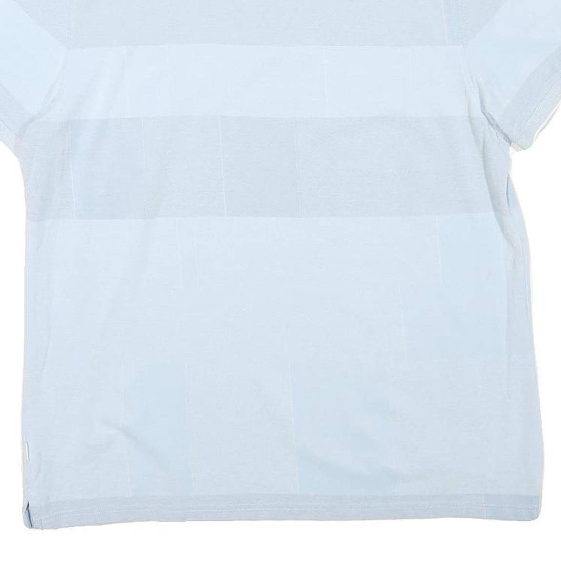 CALVIN KLEIN Mens Blue & White Striped Short Sleeve Polo Shirt L Cotton Blend