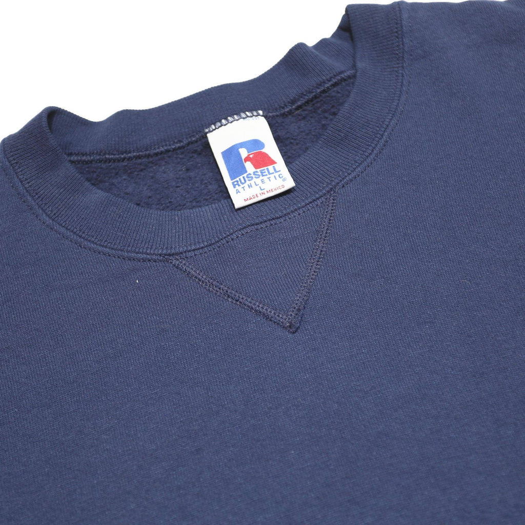 RUSSELL ATHLETIC Mens Blue Cotton Blend Crew Neck L Sweatshirt Plain Pullover