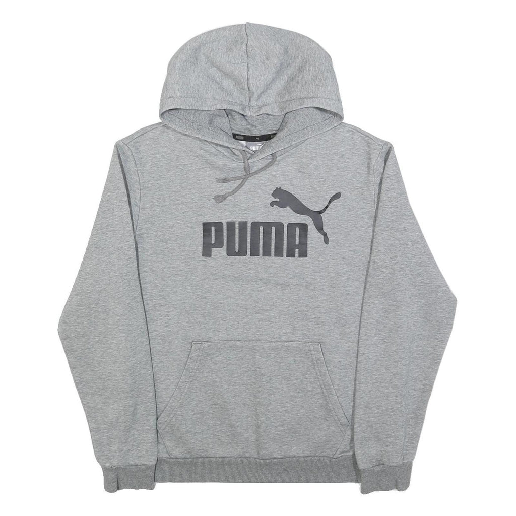 PUMA Mens Grey Hoodie M Cotton Blend Pullover Sweatshirt Sports Casual