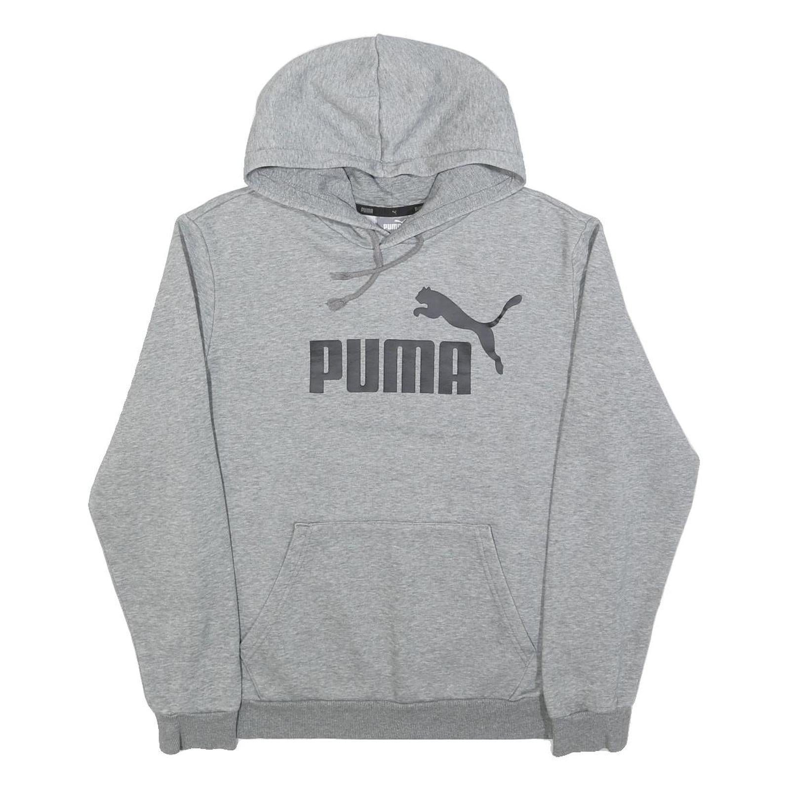 PUMA Mens Grey Hoodie M Cotton Blend Pullover Sweatshirt Sports Casual