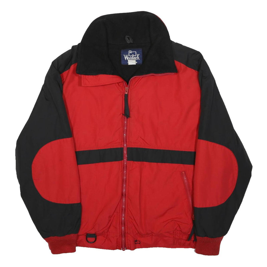 WOOLRICH Mens Red & Black Outdoor Jacket L Polyester Zip Plain Casual Winter