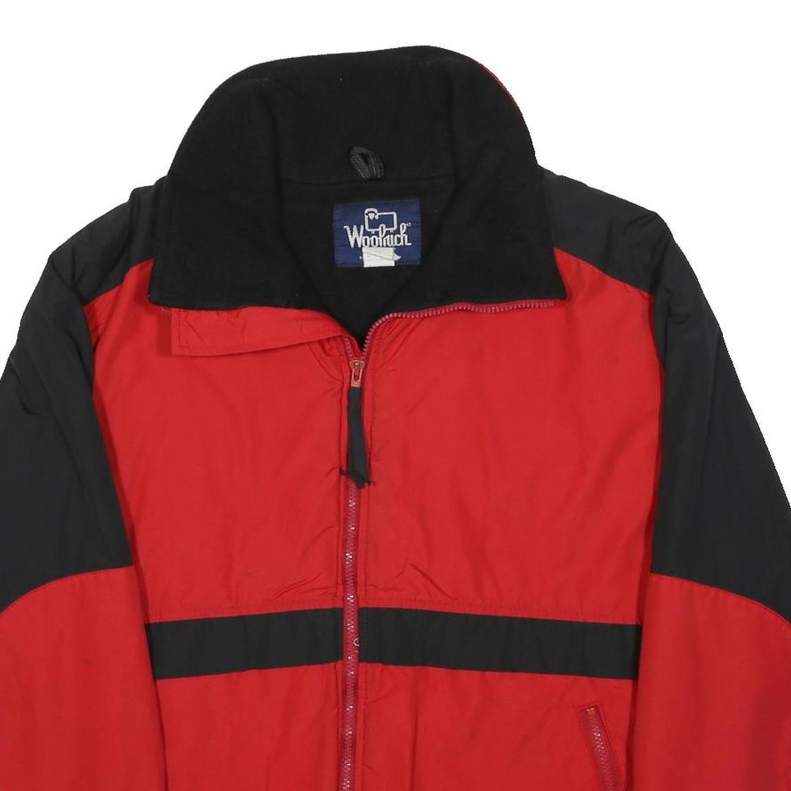 WOOLRICH Mens Red & Black Outdoor Jacket L Polyester Zip Plain Casual Winter