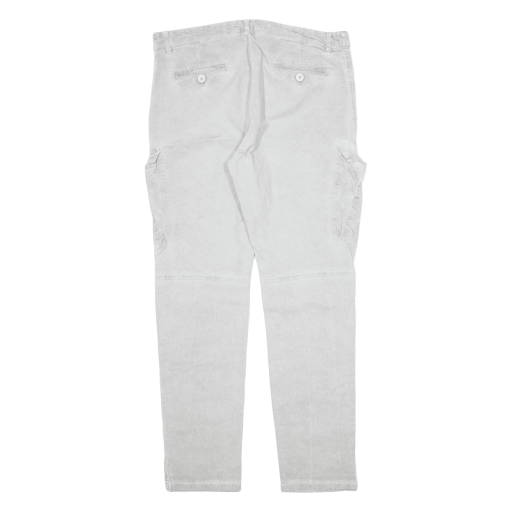 DYKER Cargo Mens Trousers Grey Slim Tapered W35 L30