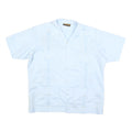 MAYALAND Mens Blue Short Sleeve Shirt L Lightweight Classic Guayabera Style