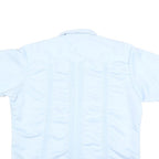 MAYALAND Mens Blue Short Sleeve Shirt L Lightweight Classic Guayabera Style