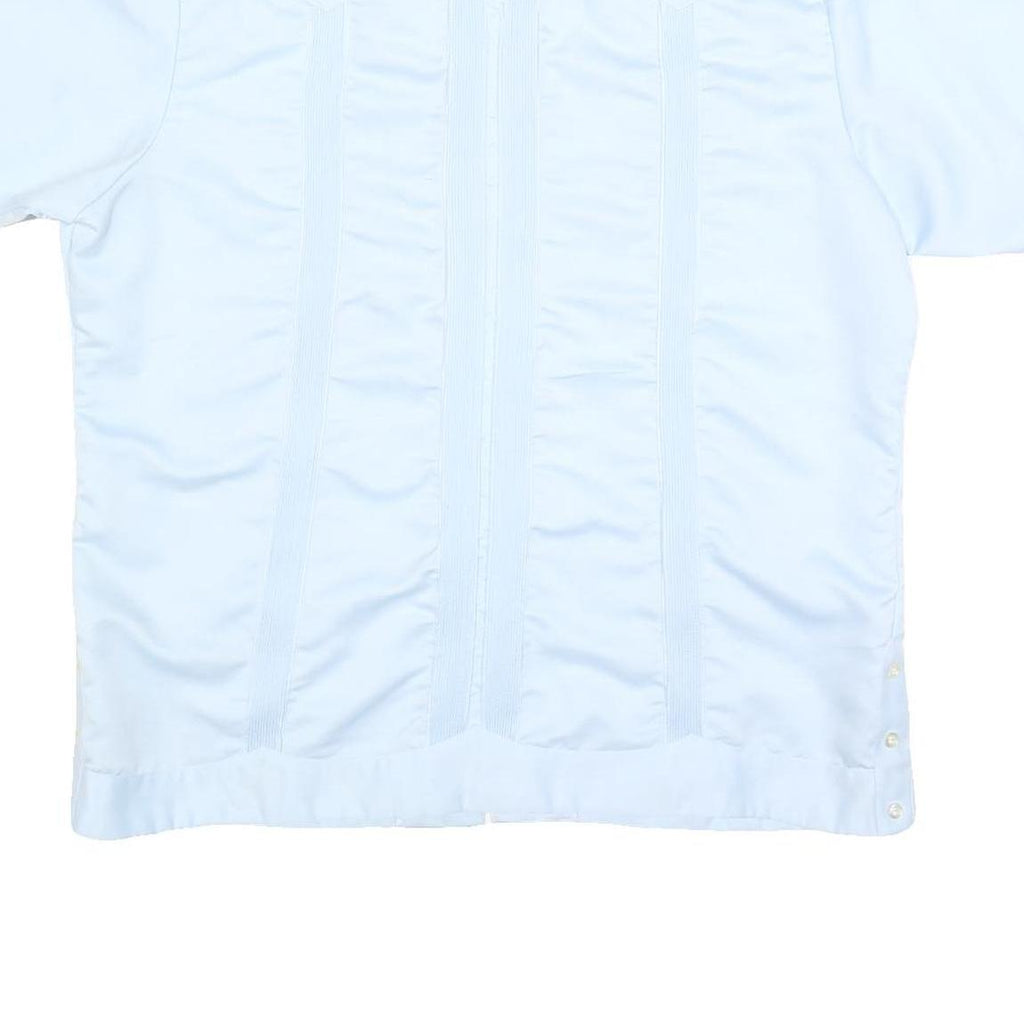 MAYALAND Mens Blue Short Sleeve Shirt L Lightweight Classic Guayabera Style