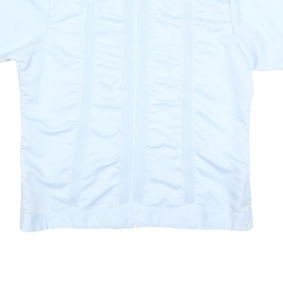 MAYALAND Mens Blue Short Sleeve Shirt L Lightweight Classic Guayabera Style