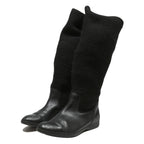 LACOSTE Womens Black Rib Knit Ankle Boots Synthetic UK 6 Knitwear Comfort