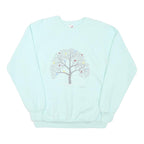 JERZEES Mens Blue Crew Neck L Sweatshirt Cotton Blend Pullover Tree Graphic