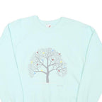 JERZEES Mens Blue Crew Neck L Sweatshirt Cotton Blend Pullover Tree Graphic