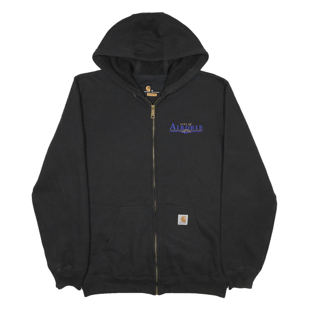 CARHARTT Mens Black Zip Front Hoodie M City of Airdrie Arena Operations Logo