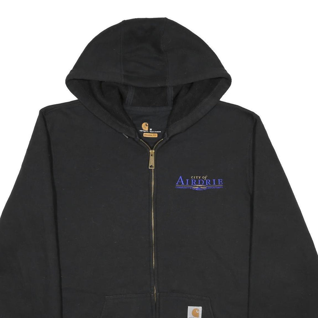 CARHARTT Mens Black Zip Front Hoodie M City of Airdrie Arena Operations Logo