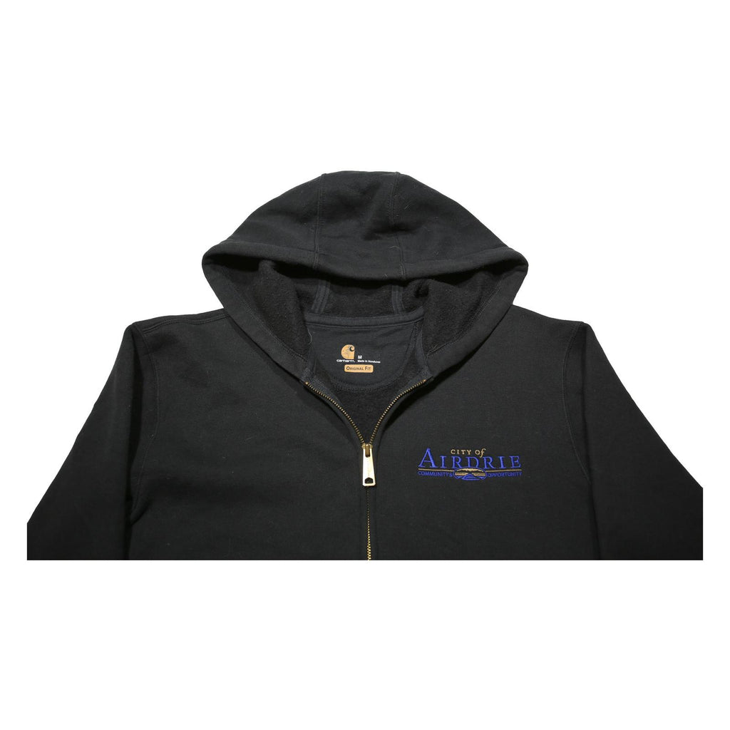 CARHARTT Mens Black Zip Front Hoodie M City of Airdrie Arena Operations Logo