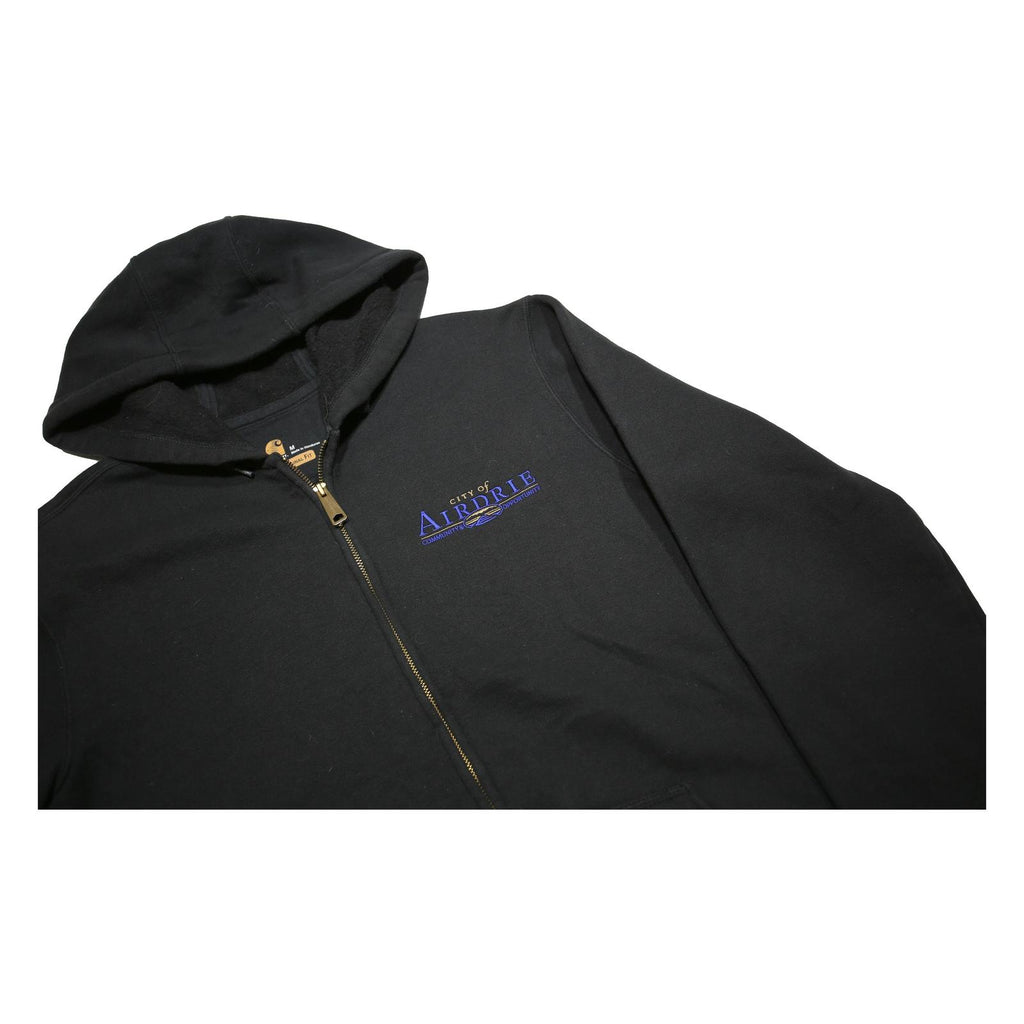 CARHARTT Mens Black Zip Front Hoodie M City of Airdrie Arena Operations Logo