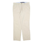 TOMMY HILFIGER Mens Slim Fit Beige Cotton Blend Trousers W32 L30 Zip Closure