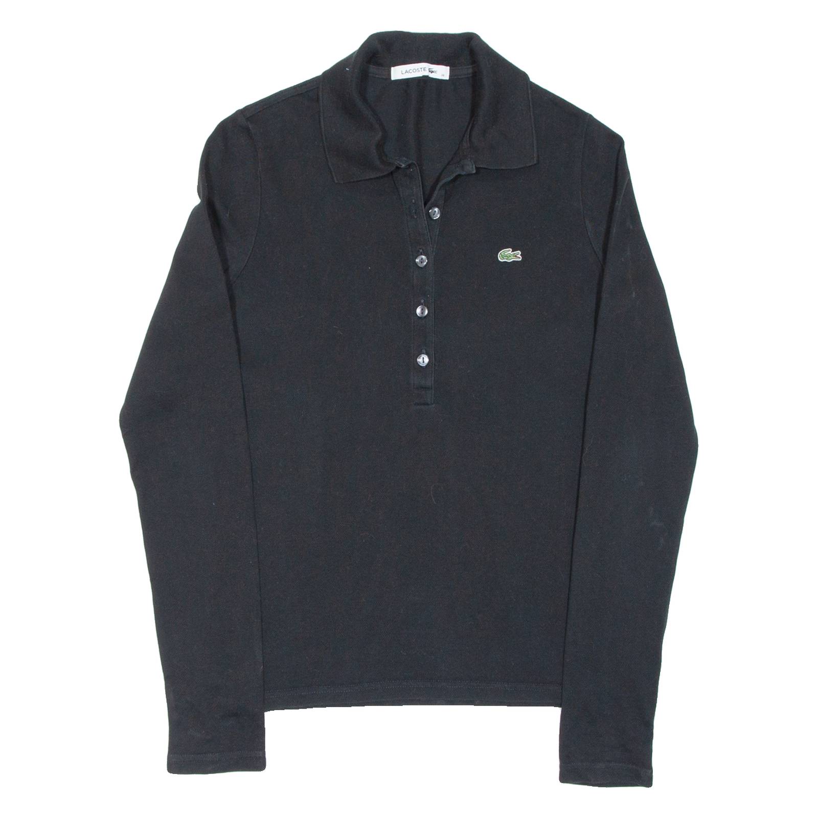 LACOSTE Mens Polo Shirt Black Long Sleeve S