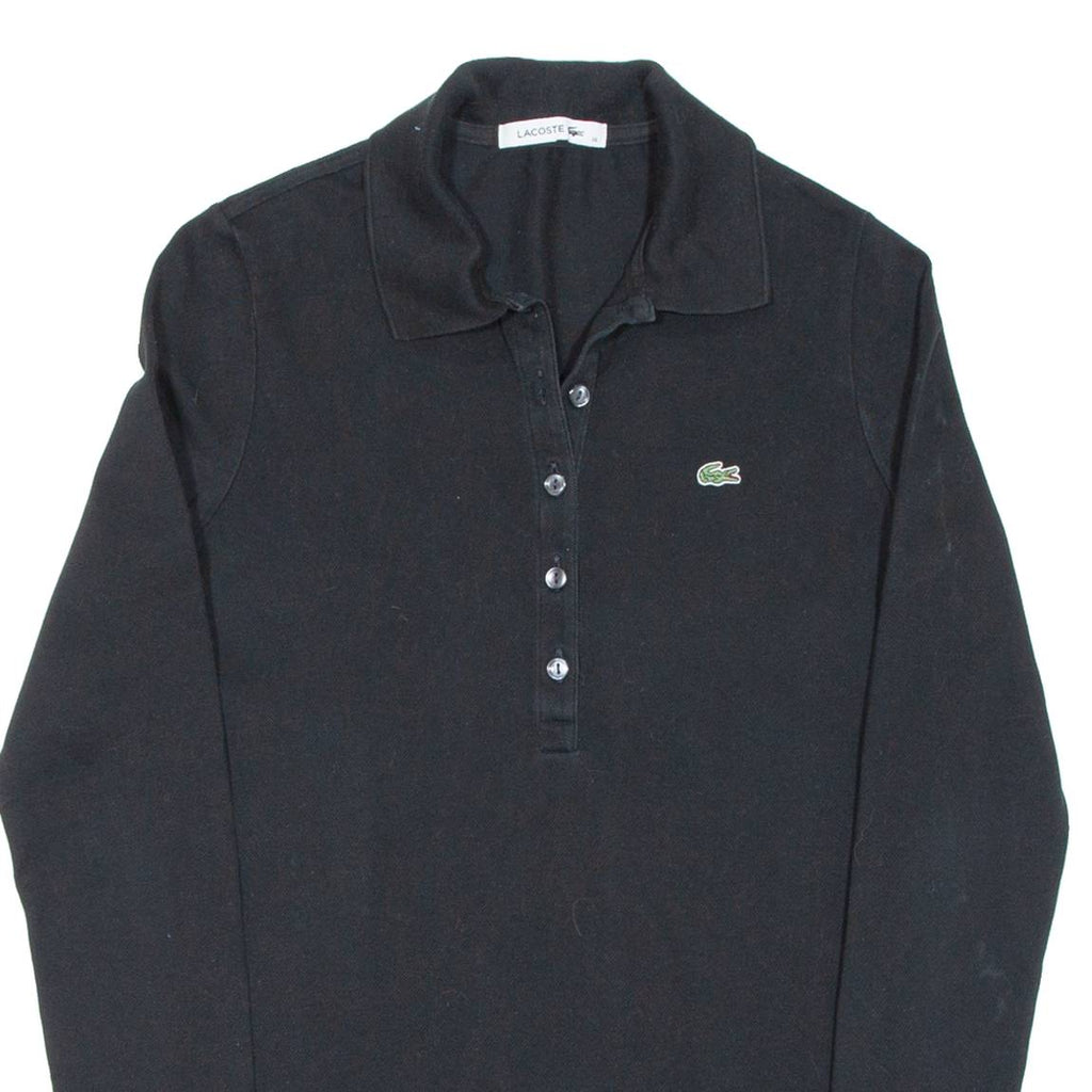 LACOSTE Mens Polo Shirt Black Long Sleeve S